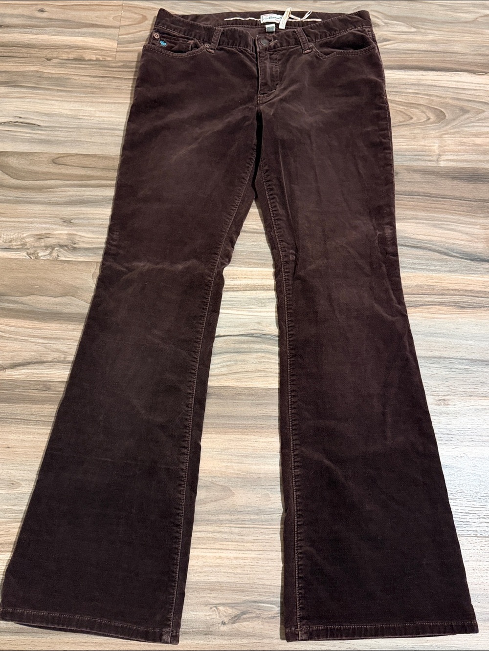 Abercrombie & Fitch Vintage Y2K Low Rise Flare Velvet Pants Brown Boho Stretch 4